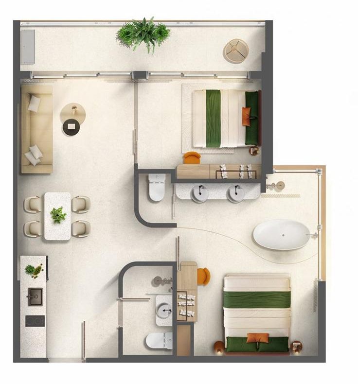 Mặt bằng căn hộ VITA 2PN