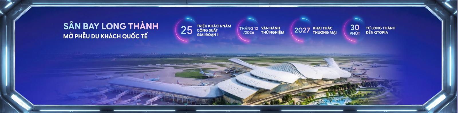 Sân bay quốc tế Long Thành — 25 triệu khách/năm, cách Qtopia 30 phút